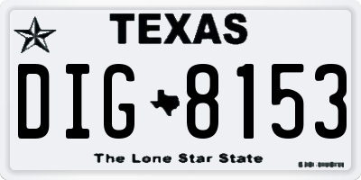 TX license plate DIG8153