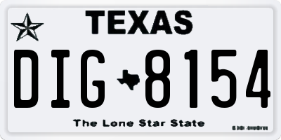 TX license plate DIG8154