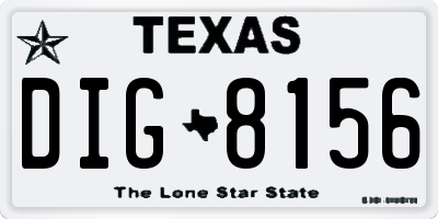TX license plate DIG8156