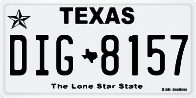 TX license plate DIG8157