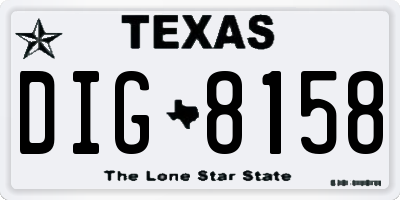 TX license plate DIG8158