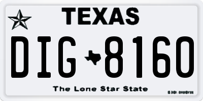 TX license plate DIG8160