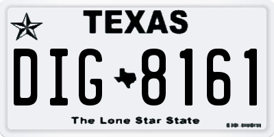 TX license plate DIG8161