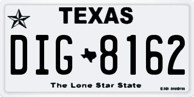 TX license plate DIG8162