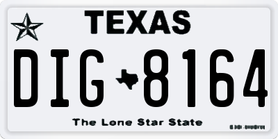 TX license plate DIG8164
