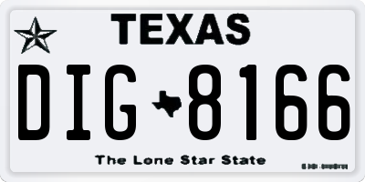 TX license plate DIG8166