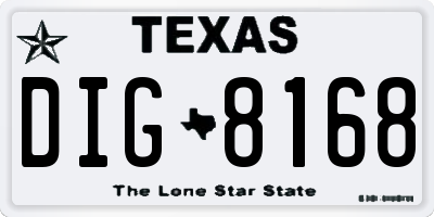 TX license plate DIG8168