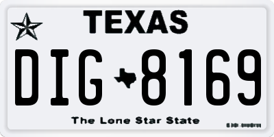 TX license plate DIG8169