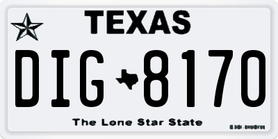 TX license plate DIG8170