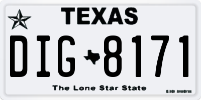 TX license plate DIG8171
