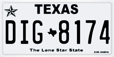 TX license plate DIG8174