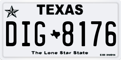 TX license plate DIG8176