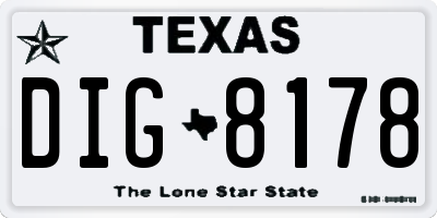 TX license plate DIG8178