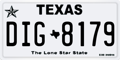 TX license plate DIG8179