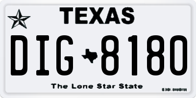 TX license plate DIG8180