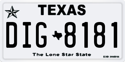 TX license plate DIG8181