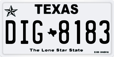TX license plate DIG8183