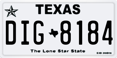TX license plate DIG8184