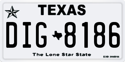 TX license plate DIG8186