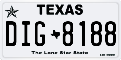 TX license plate DIG8188