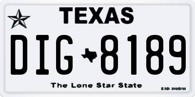 TX license plate DIG8189
