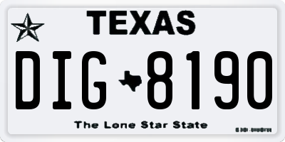 TX license plate DIG8190