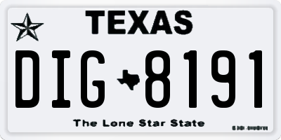 TX license plate DIG8191