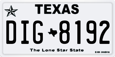 TX license plate DIG8192