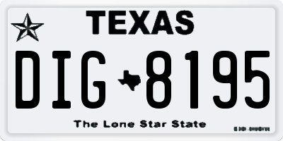 TX license plate DIG8195