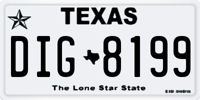 TX license plate DIG8199