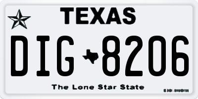 TX license plate DIG8206