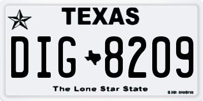 TX license plate DIG8209