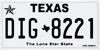 TX license plate DIG8221