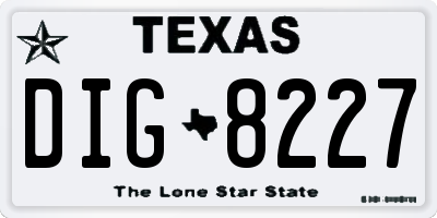 TX license plate DIG8227