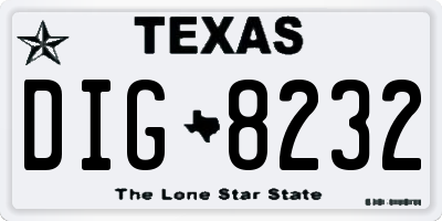 TX license plate DIG8232