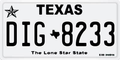 TX license plate DIG8233