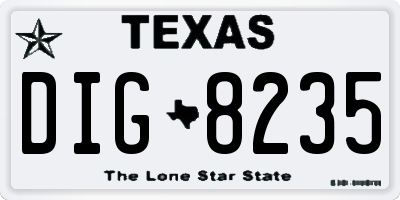TX license plate DIG8235