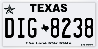 TX license plate DIG8238