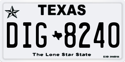 TX license plate DIG8240