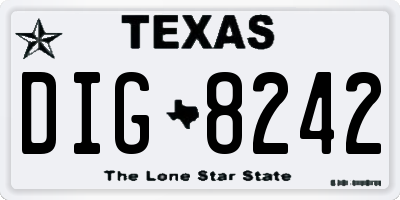 TX license plate DIG8242