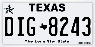 TX license plate DIG8243
