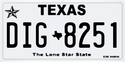 TX license plate DIG8251