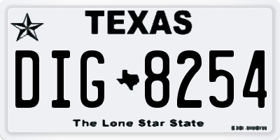 TX license plate DIG8254