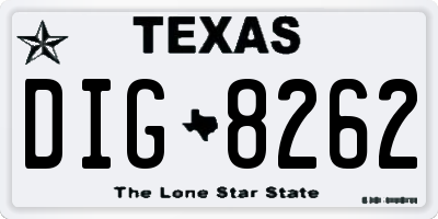 TX license plate DIG8262