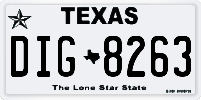 TX license plate DIG8263