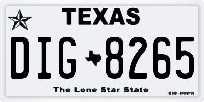TX license plate DIG8265