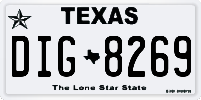 TX license plate DIG8269