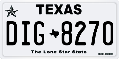 TX license plate DIG8270
