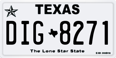 TX license plate DIG8271