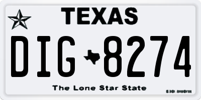TX license plate DIG8274
